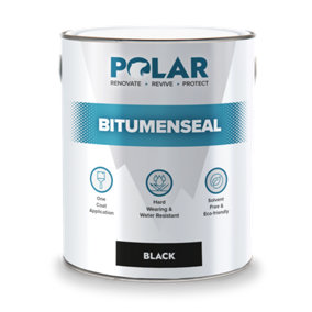 Polar Black Bitumen Seal Paint 5KG - Ideal for Leaks, Cracks & Pitched Roof Repair