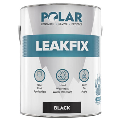 Polar Black Leak Seal - Waterproof Roof Repair Paint - With Reinforced Fibres - For External and Multipurpose Use