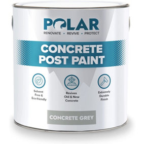 Polar Concrete Post Paint 2.5 Litre, Concrete Light Grey, Ideal For Stone & Concrete on Garden Fence Posts
