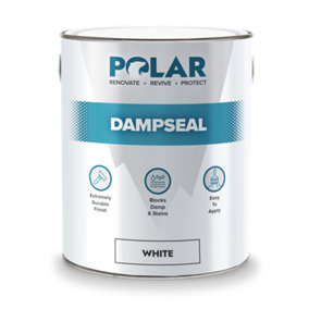 Polar Damp Seal Anti Damp Paint - White - 5 Litre - Damp Proof Paint Stain Blocker Seals in One Coat for Brick