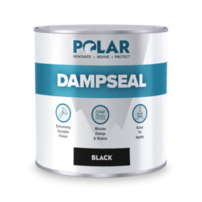 Polar Damp Seal Black Anti Damp Paint 500ml, Damp Proof Paint Stain Blocker Seals Brick, Concrete, Cement and Plaster Walls