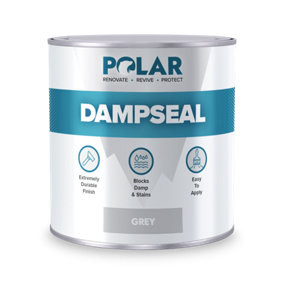 Polar Damp Seal Grey Anti Damp Paint 500ml, Damp Proof Paint Stain Blocker - One Coat for Brick, Concrete, Cement and Plaster Wall