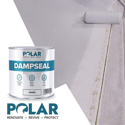 Polar Damp Seal White Anti Damp Paint 500ml, Damp Proof Paint Stain Blocker Seals Brick, Concrete, Cement and Plaster Walls