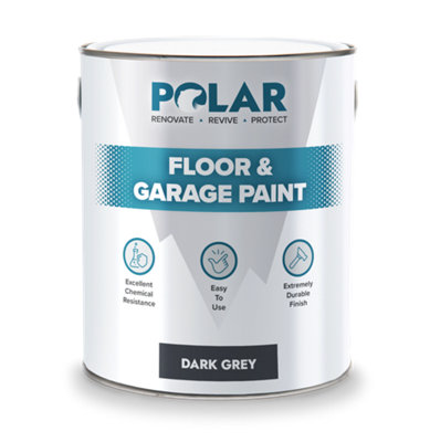Polar Dark Grey Garage Floor Paint - 5 Litres Hard Wearing - Tough & Durable