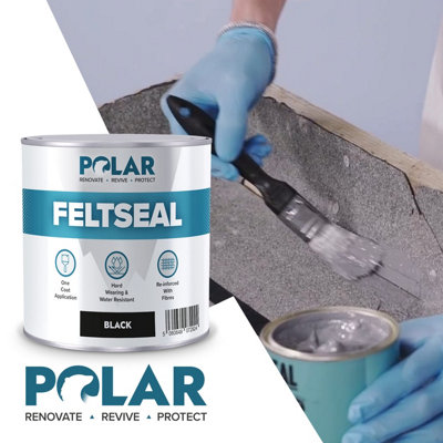 Polar Felt Seal Paint 1L Grey, Instant Waterproof Roof Sealant for All Felt Roofs