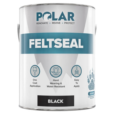 Polar Felt Seal Paint Black 2.5L, Instant Waterproof Roof Sealant for All Felt Roofs