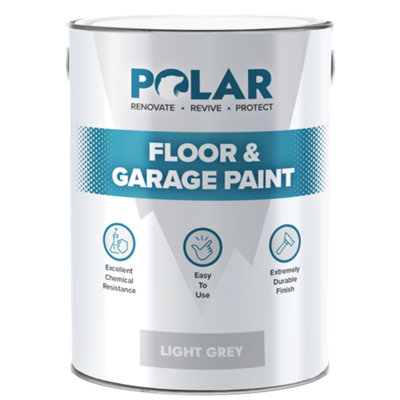 Polar Grey Garage Floor Paint - 5 Litres Hard Wearing - Tough & Durable