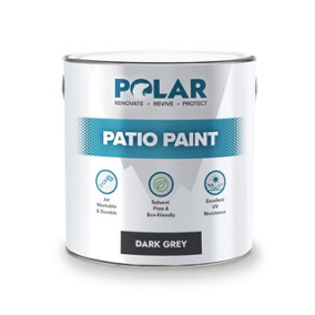 Polar Patio Floor Paint Dark Grey - 2.5 Litre, Ideal For Stone & Concrete Floors