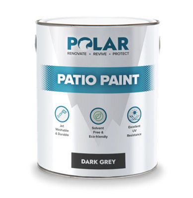 Polar Patio Floor Paint Dark Grey - 5 Litre, Ideal For Stone & Concrete ...