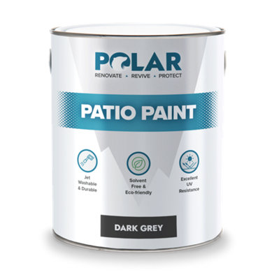 Polar Patio Floor Paint Dark Grey - 5 Litre, Ideal For Stone & Concrete Floors