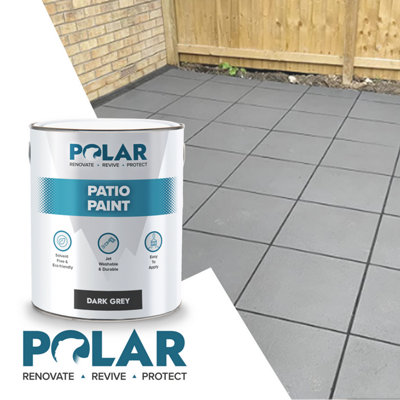 Polar Patio Floor Paint Dark Grey - 5 Litre, Ideal For Stone &amp; Concrete ...