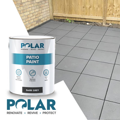 Polar Patio Floor Paint Dark Grey - 5 Litre, Ideal For Stone & Concrete Floors