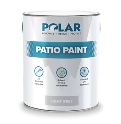 Polar Patio Floor Paint Light Grey - 5 Litre, Ideal For Stone & Concrete Floors