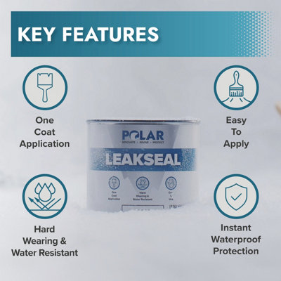 Polar Premium Leak Seal Black Paint - 2.5 Litre - Instant Waterproof Roof Sealant - Ideal for Leaks, Cracks & Roof Repair