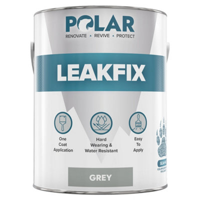 Polar Premium Leak Seal Grey Paint - 2.5 Litre - Instant Waterproof Roof Sealant - Ideal for Leaks, Cracks & Roof Repair