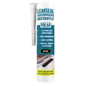 Polar Premium Leakseal Sealant Cartridge - Black - 310ml - Instant Waterproof Roof Seal - Ideal for Leaks, Cracks & Roof Repair