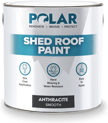 Polar Shed Roof Paint, Anthracite 2.5 litres, Ideal for Felt, Shed & Garage Roofs