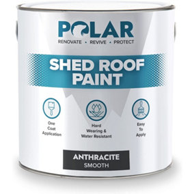 Polar Shed Roof Paint, Anthracite 2.5 litres, Ideal for Felt, Shed & Garage Roofs