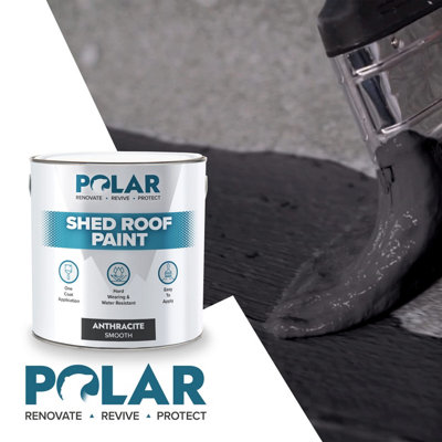 Polar Shed Roof Paint, Anthracite 2.5 litres, Ideal for Felt, Shed & Garage Roofs