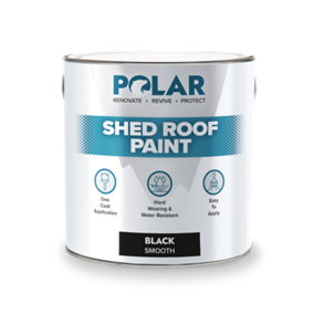 Polar Shed Roof Paint, Black 2.5 litres, Ideal for Felt, Shed & Garage Roofs