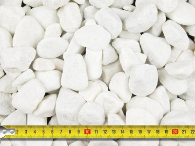 Polar White Spanish Marble Pebbles 20-50mm - 800kg Bulk Bag - 5