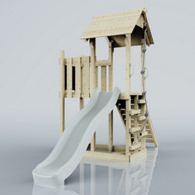 PolarPlay Balcony Tower Kids Wooden Climbing Frame with Slide - Una Mist