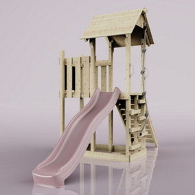 PolarPlay Balcony Tower Kids Wooden Climbing Frame with Slide - Una Rose