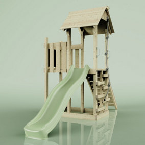 PolarPlay Balcony Tower Kids Wooden Climbing Frame with Slide - Una Sage