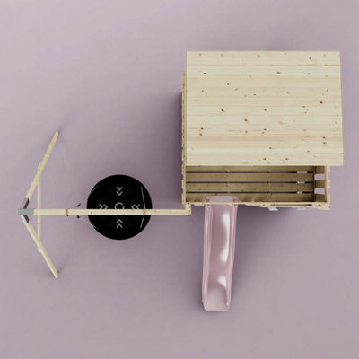 PolarPlay Climbing Platform and Playhouse with Single Swing - Nils Nest Dusky Pink