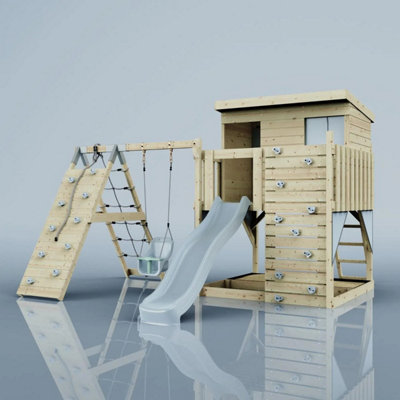 PolarPlay Garden Climbing Platform and Playhouse with Single Swing and ...