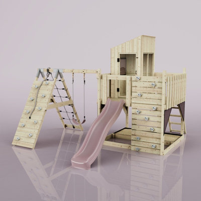 PolarPlay Kids Climbing Tower & Playhouse with Swing and Slide - Climb & Swing Tyra Rose