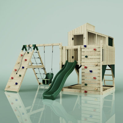 PolarPlay Kids Climbing Tower & Playhouse with Swing and Slide Climb