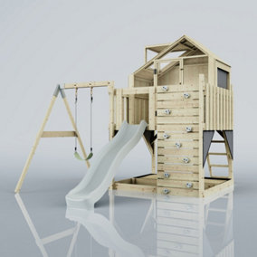PolarPlay Kids Climbing Tower & Playhouse with Swing and Slide - Swing Brenna Mist