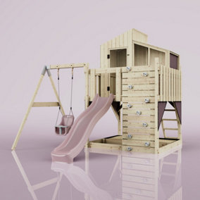 PolarPlay Kids Climbing Tower & Playhouse with Swing and Slide - Swing Dagma Rose