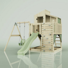 PolarPlay Kids Climbing Tower & Playhouse with Swing and Slide - Swing Dagma Sage