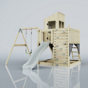 PolarPlay Kids Climbing Tower & Playhouse with Swing and Slide - Swing Destin Mist