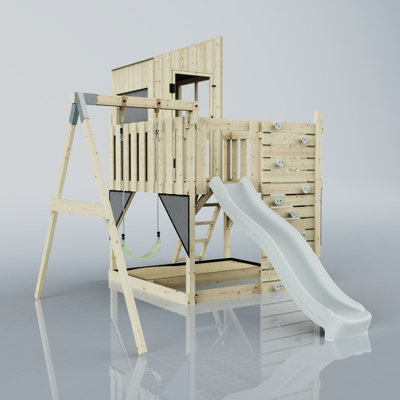 PolarPlay Kids Climbing Tower & Playhouse with Swing and Slide - Swing Destin Mist