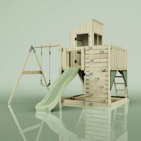 PolarPlay Kids Climbing Tower & Playhouse with Swing and Slide - Swing Destin Sage