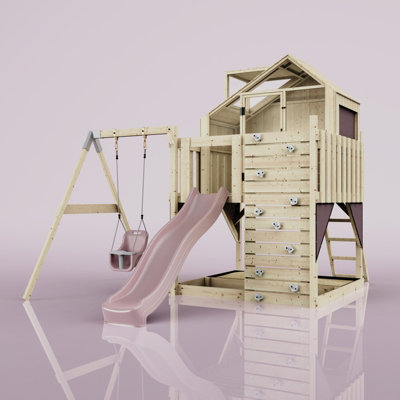 PolarPlay Kids Climbing Tower & Playhouse with Swing and Slide Swing