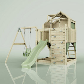 PolarPlay Kids Climbing Tower & Playhouse with Swing and Slide - Swing Eerika Sage