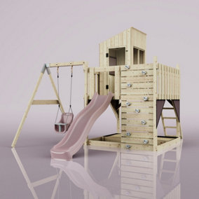 PolarPlay Kids Climbing Tower & Playhouse with Swing and Slide - Swing Helka Rose
