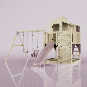 PolarPlay Kids Climbing Tower & Playhouse with Swing and Slide - Swing Jari Rose