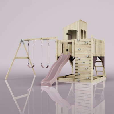 PolarPlay Kids Climbing Tower & Playhouse with Swing and Slide Swing
