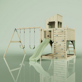 PolarPlay Kids Climbing Tower & Playhouse with Swing and Slide - Swing Kari Sage