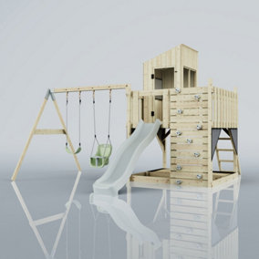 PolarPlay Kids Climbing Tower & Playhouse with Swing and Slide - Swing Olavo Mist