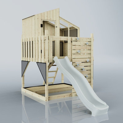 PolarPlay Kids Scandinavian Style Climbing Platform & Playhouse with Slide - Flavia Mist