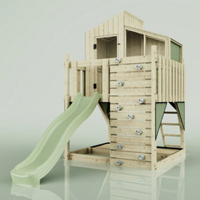 PolarPlay Kids Scandinavian Style Climbing Platform & Playhouse with Slide - Flavia Sage