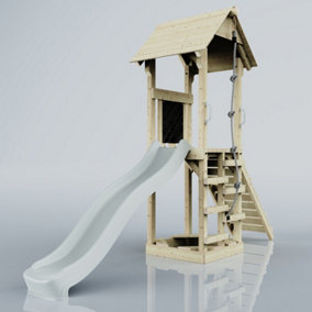 PolarPlay Tower Kids Wooden Climbing Frame with Slide - Yarin Mist