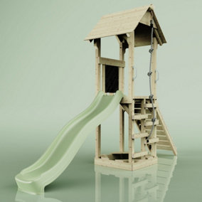 PolarPlay Tower Kids Wooden Climbing Frame with Slide - Yarin Sage