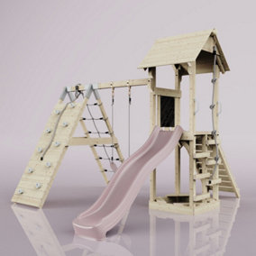 PolarPlay Tower Kids Wooden Climbing Frame with Swing and Slide - Climb & Swing Tyra Rose